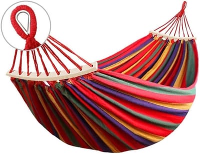 Hangmat met spreidstokken - Kampeerhangmat Buiten - Ontspannen in de natuur - Verbeterd anti-kantel ontwerp - 280x150cm - Rood