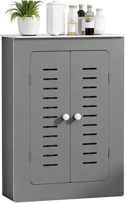 Radiator Cover - Verwarming Kast - Woonruimte Verbeteren - Horizontale Lamellen - 100x80x20cm - Grijs