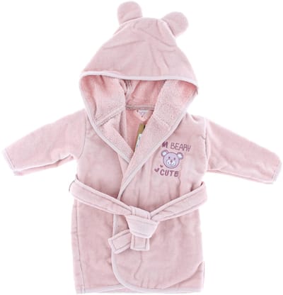 VIB® - Badjas 'I'M BEARY CUTE' rose smoke - VIB - maat 62-68 - Babykleertjes - Baby cadeau - zwangerschap aankondiging - geboorte cadeau