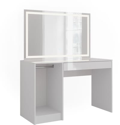 Vicco Sherry Kaptafel met licht – 119.8 cm met LED-spiegel Wit/wit hoogglans