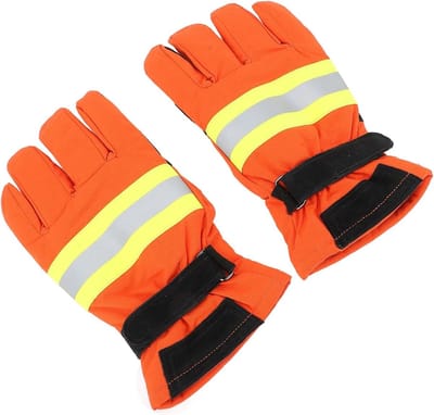Vlamvertragende Katoenen Handschoenen voor Brandbestrijding met Reflecterende Strips, Waterdicht en Antislip, Professionele Veiligheidswerkhandschoenen