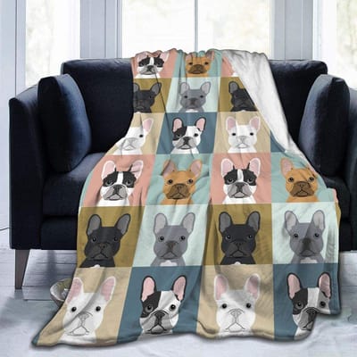 3D Franse buldog hond schattige ultrazachte fleece deken flanel fluweel pluche deken 150 x 200 cm