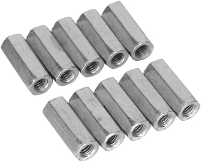 M6 Lange Draadmoer Hexagon Moer met Vrouwelijke Draad voor Rechtstreeks Fitting - 10 Stuks, Gegalvaniseerd, Voor Bevestiging en Constructie
