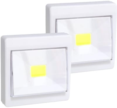 Gerimport Kastlamp - 2x - schakelaar - LED lampen - wit - 8.7 x 8.7 cm