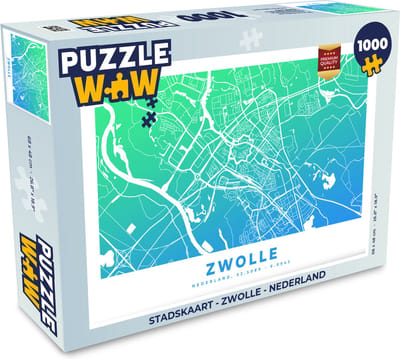 Puzzel Stadskaart - Zwolle - Nederland - Legpuzzel - Puzzel 1000 stukjes volwassenen - Plattegrond