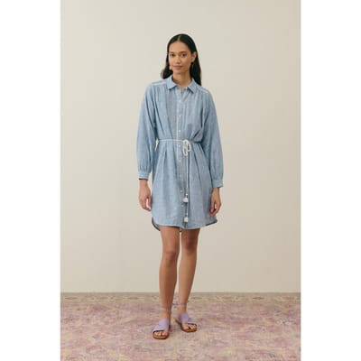 Louise Misha Dress Diwala Blue Onda Stripes Maat: 44 | Blousejurken Outlet | Dames | Blauw