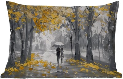 Buitenkussens - Tuin - Natuur - Geel - Park - Zwart - Wit - 50x30 cm
