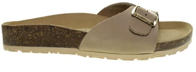 Taupe Instap Dames Slipper Leder Bionatura maat 36