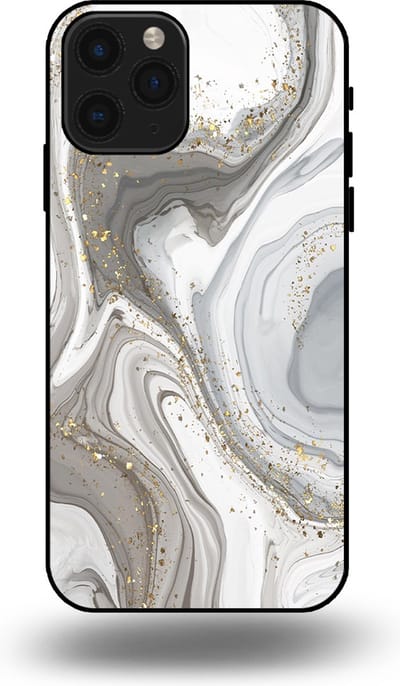 Smartphonica Telefoonhoesje geschikt voor iPhone 11 Pro met marmer opdruk - TPU backcover case marble design - Zilver geschikt voor iPhone 11 Pro