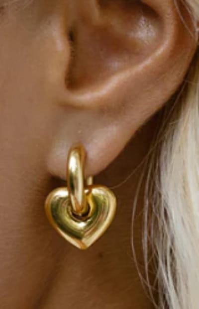 luxe oorbellen met hart - chunky heart hoops - earrings - stainless steel - waterproof - goud - gold - dames - moeder - dochter