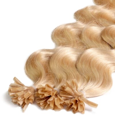 hair2heart Premium Extensions Echt haar Bondings Golvend - 25 strengen 1 g 60 cm 9/0 lichtblond