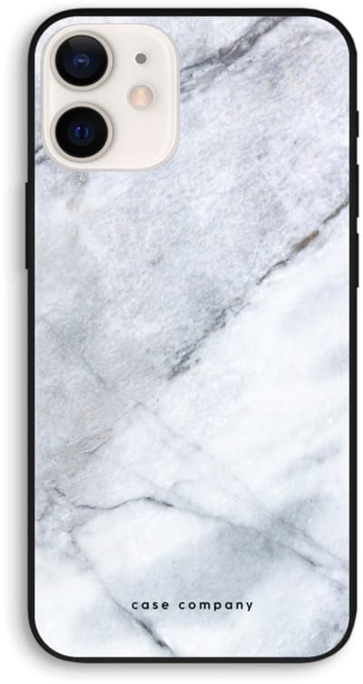 Case Company® - Hoesje geschikt voor iPhone 12 hoesje - Witte marmer - Biologisch Afbreekbaar Telefoonhoesje - Bescherming alle Kanten en Schermrand