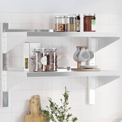 vidaXL - Wandschap - 2-laags - 75x40x60 - cm - roestvrijstaal - zilverkleurig