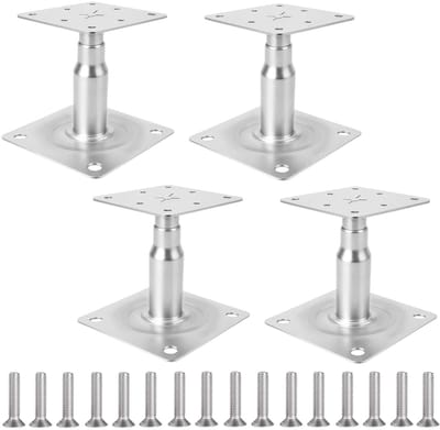 Verstelbare Paalsteunen voor Schuttingen en Carports - 4 Stuks met 16 Schroeven, Hoogte 100-140 mm, Ideaal voor Bouwprojecten en Overkappingen