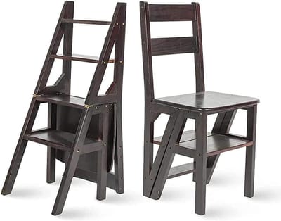 Opvouwbare ladder - Opstap kruk - Huishoudelijk werk - Multifunctioneel 3-in-1 - 4 treden - Zwart