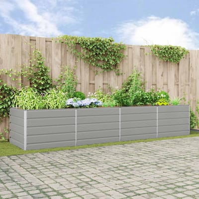 vidaXL - Plantenbak - Lichtgrijs - 385 - x - 100 - x - 75 - cm - Gegalvaniseerd - staal