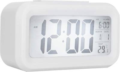 Digitale Wekker met Anti-condens LCD-scherm en Stille Scanbeweging - Wit