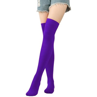 Nouveaux Bas de Noël Chaussettes Rouges Hautes pour Femmes Bas Verts Jaunes Bas Mauves Européens et Américains Halloween One Size purple