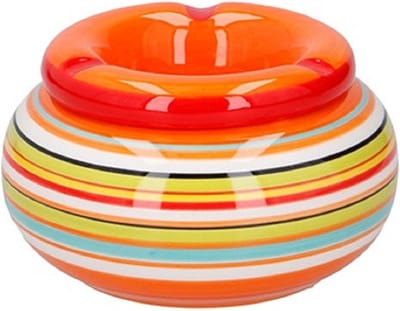 G.Wurm Storm asbak Casablanca - Keramiek - oranje/multi kleuren - 11 x 6 cm