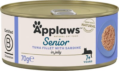 Compleet Natvoer voor Senior Katten: Tonijn met Sardine in Zachte Jelly (24x70g)