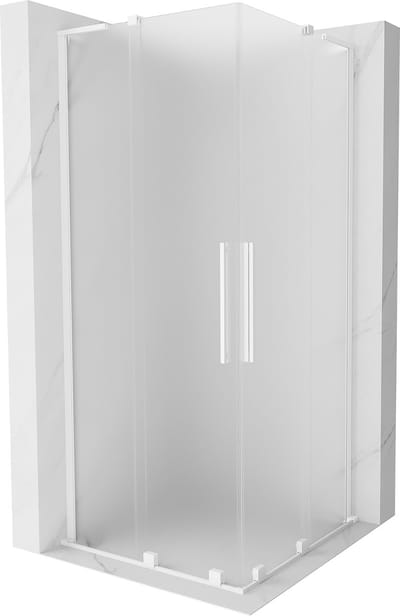 Mexen Velar L Duo schuifdouchecabine 80 x 80 , matglas, wit - 871-080-080-02-33-20