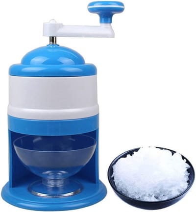 Handmatige IJsmachine - IJsbreker Sneeuwkegels - Drankjes Bereiden - Verstelbare Bladen - 15.5 x 27.5 cm - Blauw
