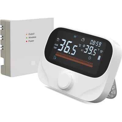 Slimme thermostaat voor huisketelverwarming RF433 WiFi AC-thermostaat 980ft draadloze afstand APP en wit