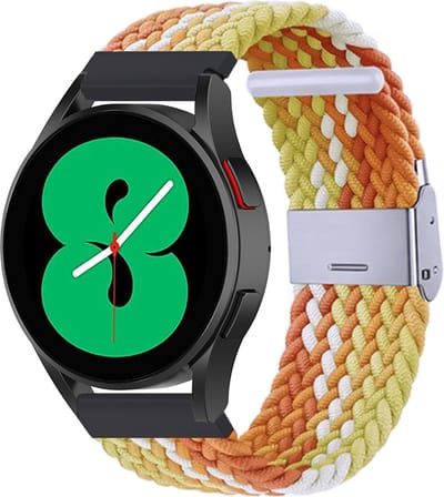By Qubix - Geschikt voor Garmin bandje - Geschikt voor Garmin Vivoactive 4 / 4L - Braided nylon bandje - Geel / oranje - Smartwatch bandje 22mm