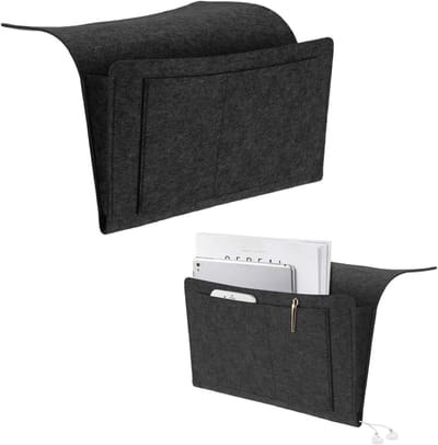 Hanging Bed Organiser van Vilt voor Opberging van Boeken, Tijdschriften en Mobiele Telefoons (Zwart)