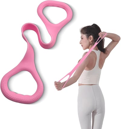 Cijfer 8 fitness weerstandsband, elastische oefenkoorden voor arm- en rugtraining, rekband voor borst, armen en schouders, oefenband geschikt voor yoga, pilates, fysiotherapie en rekoefeningen.