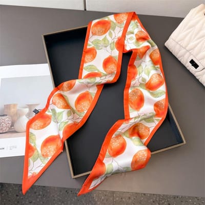 147X14Cm Luxe Mode Print Zijden Sjaal Zacht Satijnen Haarband Necksjaal Strik Vrouwelijke Nek Hoofdband Foulard Tas Lint 147x14cm orange