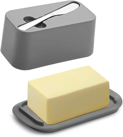 Boterdoos met Deksel voor Keuken en Koelkast, Inclusief Boter Spreider en Plastic Bewaartrommel voor Verse Boter