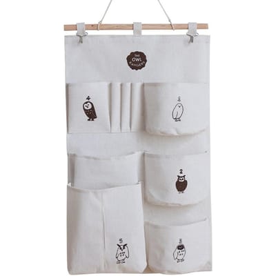Sac de rangement suspendu pour la maison, organisateur de conteneur, porte de salle de bain, armoire, mur beige