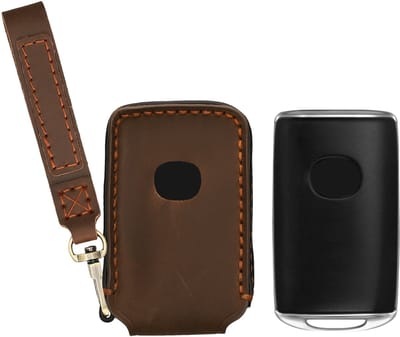 kwmobile Echt leren sleutelhoes voor Mazda 3-Knoppen CX30 CX50 CX60 CX90 MX-30 - Premium autosleutel cover - Beschermhoes voor Smart Key - Leren sleutelcase lichtbruin