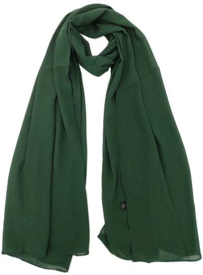 Lange dames chiffon sjaal Dominique-effen donker groen flessengroen-omslagdoek-stola