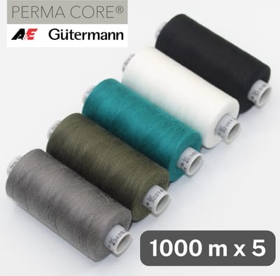 Gütermann Perma Core Polyestergaren – 5 × 1000 m – Koele Contrastmix