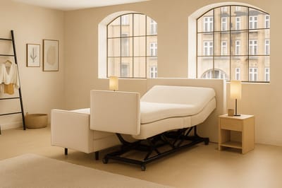 Lecce Hoog Laag Bed 1 Persoons/ Verzorgingsbed /Seniorenbed Elektrisch Verstelbaar 120x200 cm Beige/Montage optie/Made in NL