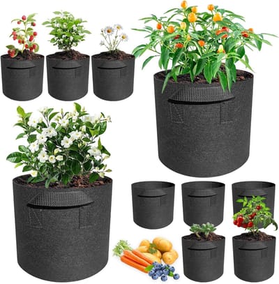 10 Gallon Groentetassen met Handvatten - Ademend Niet-geweven Tuinpotten voor Tomaten, Wortelen en Meer, Ideaal voor Binnen- en Buitentuinieren