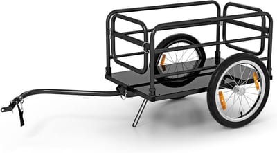 Fietskar - Transportkar - Boodschappen Vervoeren - Inclusief Regenhoes - 60 kg Draaglast - Zwart