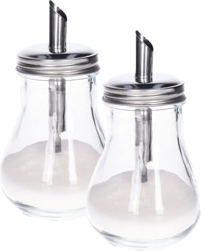 Alessandro Suikerpot - 2x - glas/rvs metaal - transparant/zilver - 7 x 14 cm - luxe uitvoering