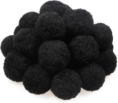 30 Stuks 5cm Grote Fluffy Pompoms Bollen in Zwart voor DIY Knutselprojecten en Decoraties