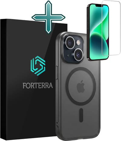 Hoesje Met Screenprotector - Geschikt voor Apple iPhone 14 - Magsafe Compatible - Sterk & Shockproof - Shock Proof Case - Back Cover - Telefoon Hoes - Zwart
