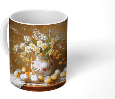 Mok - Koffiemok - Paaseieren - Stilleven - Vaas - Mokken - 350 ML - Beker - Koffiemokken - Theemok
