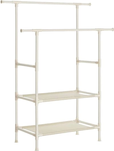 MIRA Home kledingrek met 2 kledingroedes en 2 planken - Metaal - Wit - ‎114x45x171