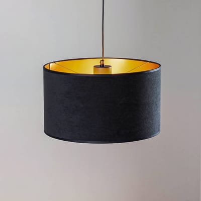 EMIBIG LIGHTING Hanglamp Jari stoffen kap 1-lamp, zwart-goud