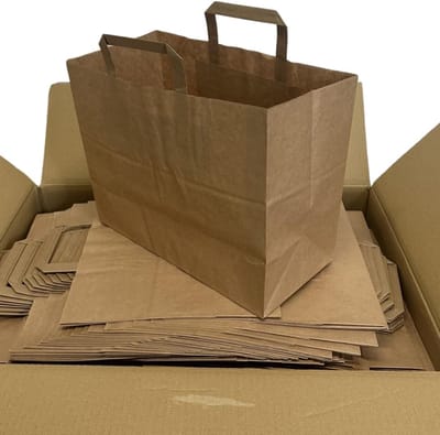 Papieren Draagtas - Cadeauzakjes Boodschappentas - Verpakken En Vervoeren - Milieuvriendelijk Materiaal - 32x16x26cm - Bruin