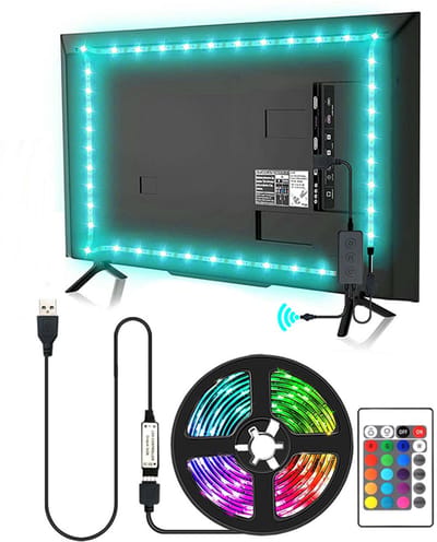 Lichtstrip, LED-tv-lichtstrip, USB-poort, afstandsbediening met 24 toetsen, 1 meter