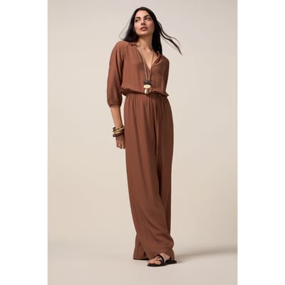 Oltre Fluid Jumpsuit With V-neck Brown Size: 36 | Jumpsuits Outlet | Dames | Bruin