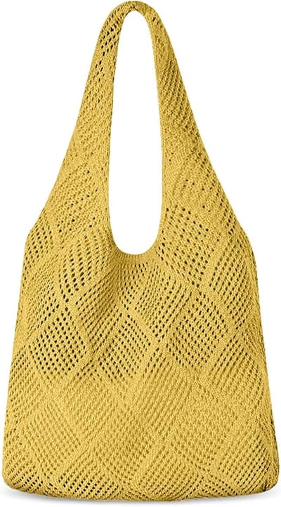 Retro Hollow Woven Schoudertassen, Gebreide Dames Handtassen voor Elke Gelegenheid - Oranje