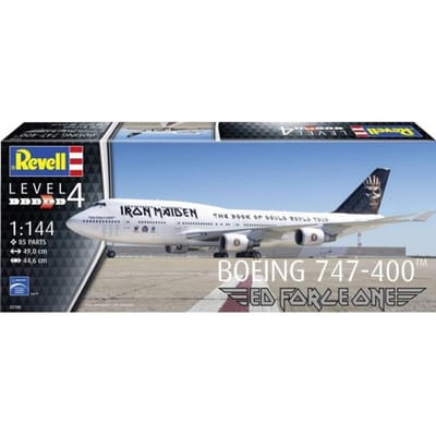 Revell Modelbouwpakket Vliegtuigen - 03780 Boeing 747-400 Ed Force One - Iron Maiden - Vliegtuig Plastic - 1:144 - Modelbouw